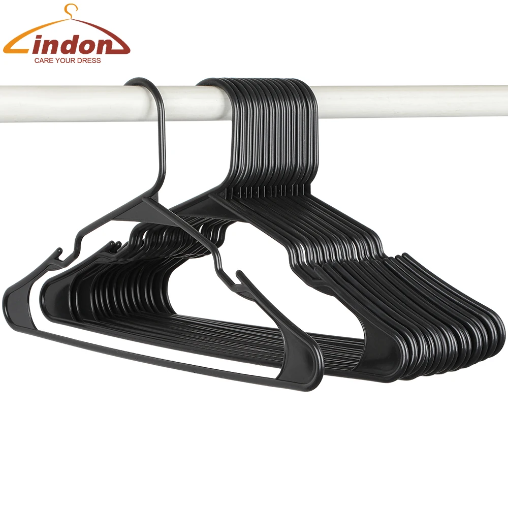 Durable, ultra-thin, space-saving, cheap hangers, standard black plastic hangers with shoulder grooves