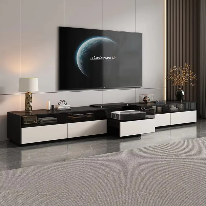 Light luxury laser TV cabinet coffee table combination small apartment projector living room floor cabinet