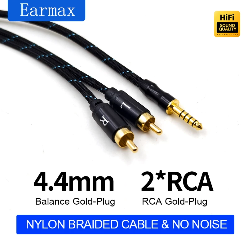Zbalansowany kabel 4,4 mm do 2RCA dla zbalansowanego odtwarzacza Konsola miksująca audio Wzmacniacz Kabel HIFI Pojedynczy kryształ Miedź w nylonowym oplocie — zdjęcie produktu 4