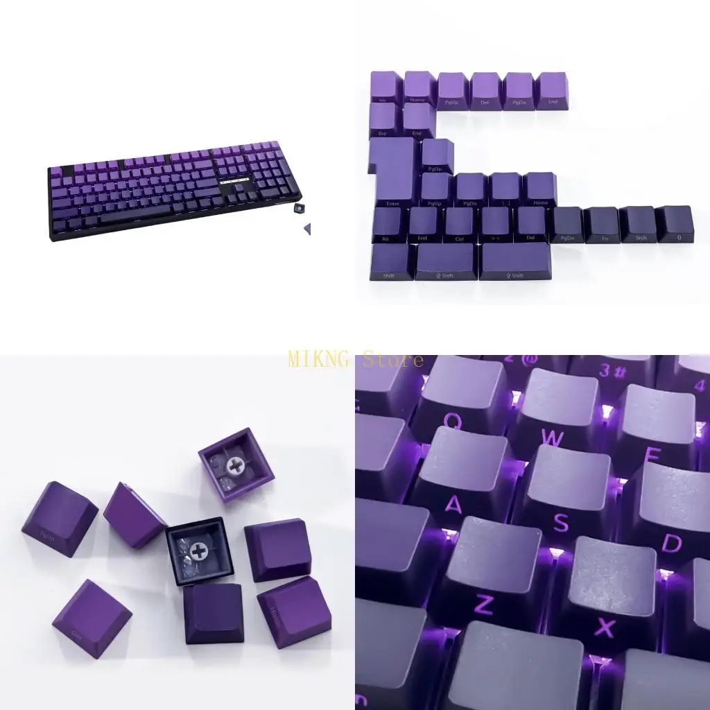 134Pcs Purplee Gradients Keycaps Original Height Side Print Backlit Dye-Sub Keycap for 60 best sale
