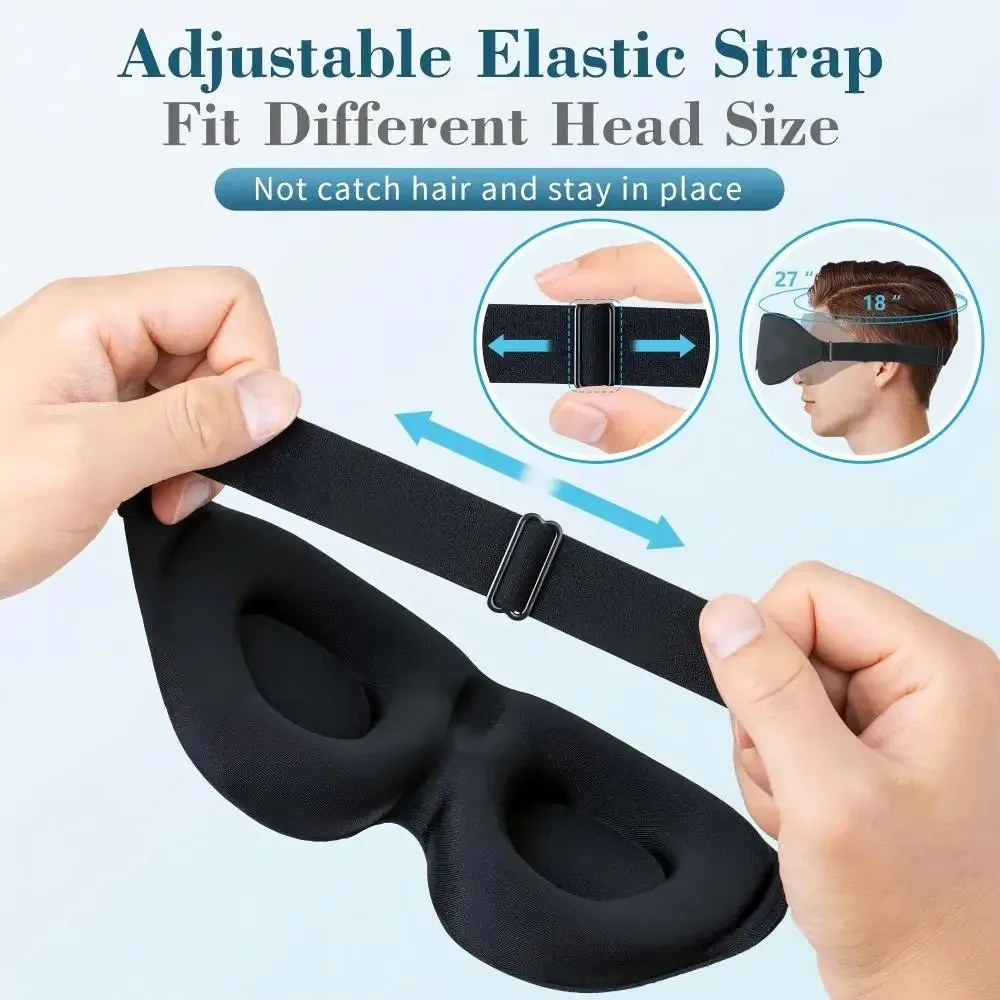 3D Sleep Eye Mask, Zero Pressure Light Blocking Blindfold, Adjustable Soft Blackout Eye Cover for Men Women Travel Nap