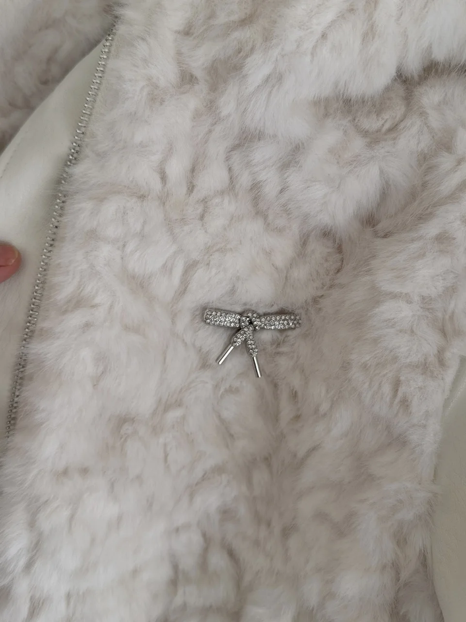 معطف شتوي نسائي ort ملابس خارجية فروي صديقة للبشرة وسحاب وخصر طويل مزيج بوليستر قطني دافئ #5