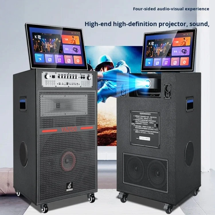 New Design Portable Karaoke Singing Machine Audio Touch Screen Trolley Speaker 18Inch With 22INCH LED Screen Projector