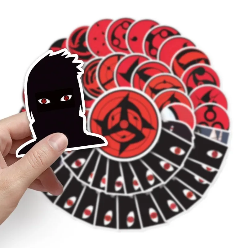 50 Pcs Naruto Sharingan Startup Stickers Uchiha Sasuke Itachi Waterproofing Wall Suitcase Laptop Decoration Anime Stickers Gifts