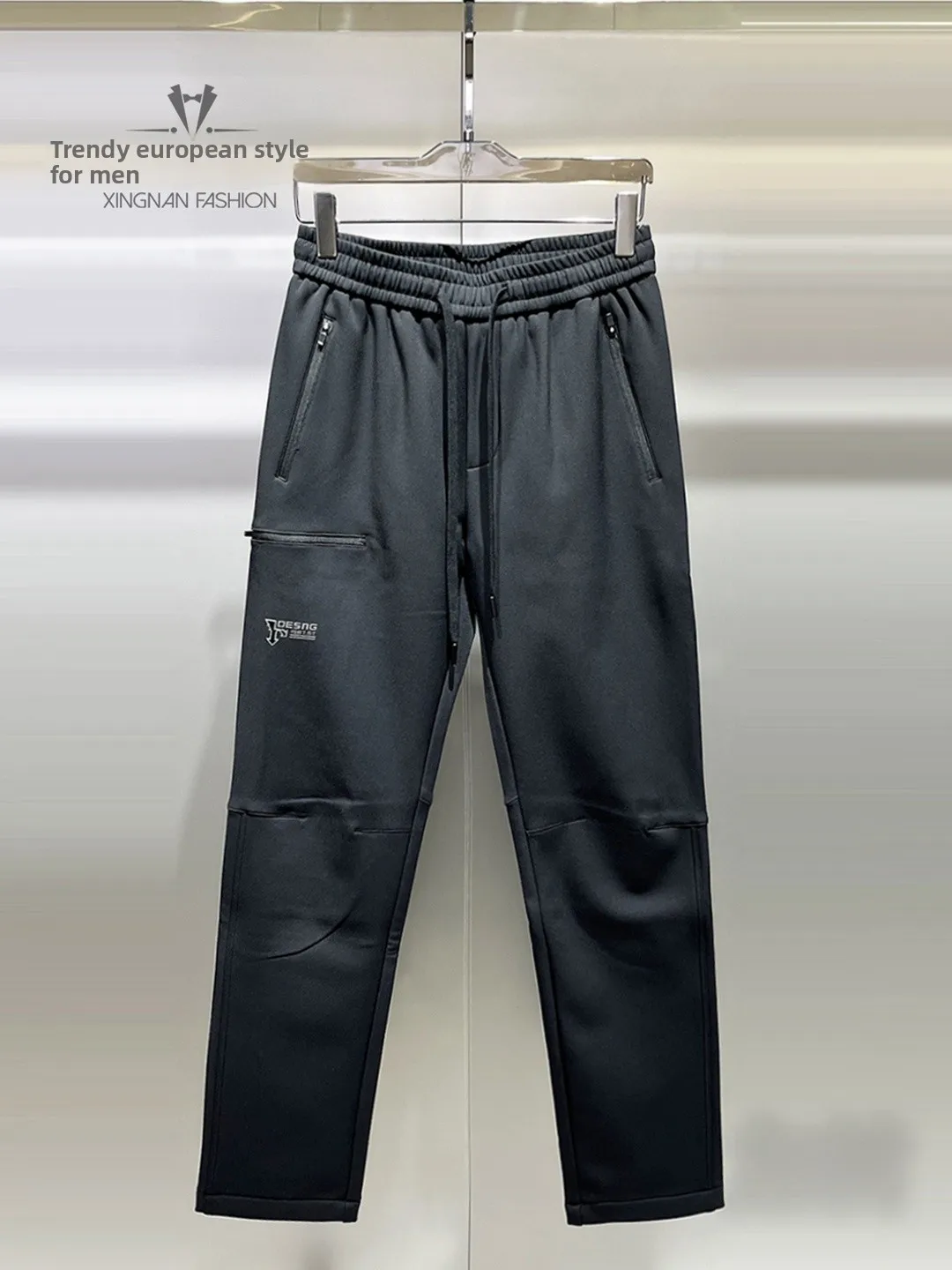 

Мужские свободные брюки прямого кроя на флисовой подкладке, теплые повседневные брюки с множеством карманов, осенне-зимняя мода