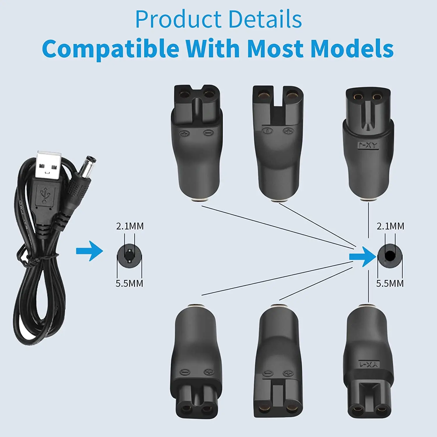 5V USB Charger Cord Replacement Adapter Compatible with a Various Types of HQ8505 Philips Norelco Shavers, Electric Razor, SURKE