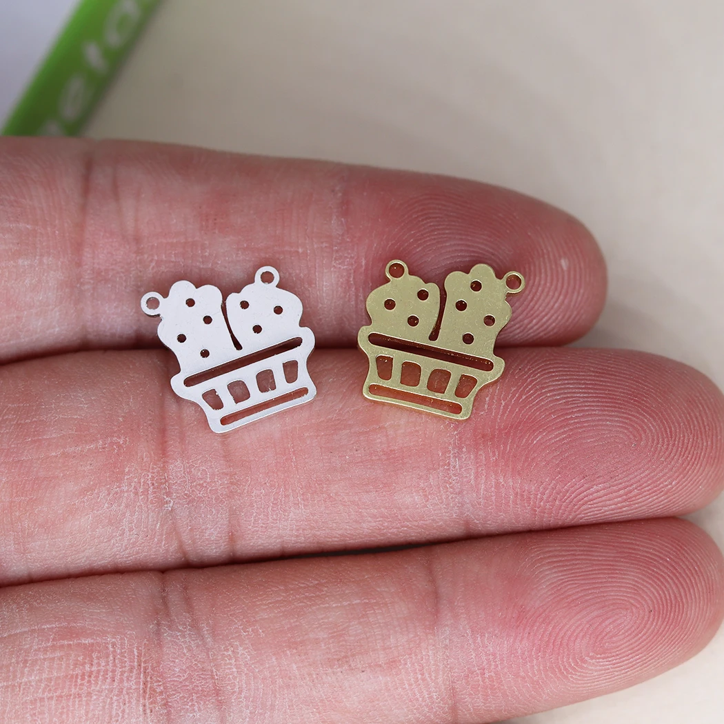 3pcs Lovely Green Dessert Cactus Plant Charm Women Girls Ice Cream Charms Cute Design Dropship Charms for Jewelry Making