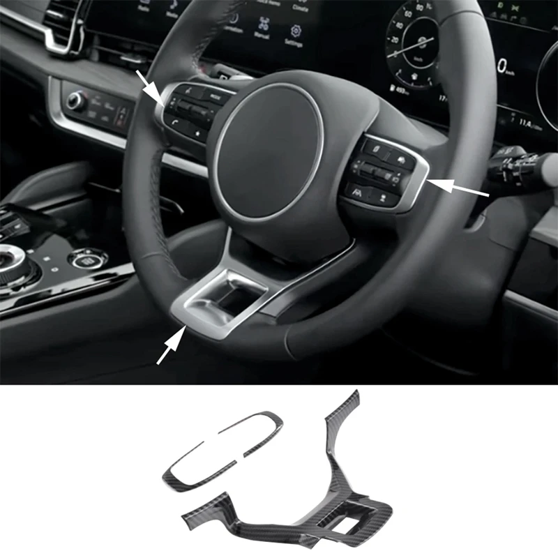 

3PCs Carbon Fiber Car Steering Wheel Frame Cover Sticker Trim for Kia Sportage NQ5 2021 2022