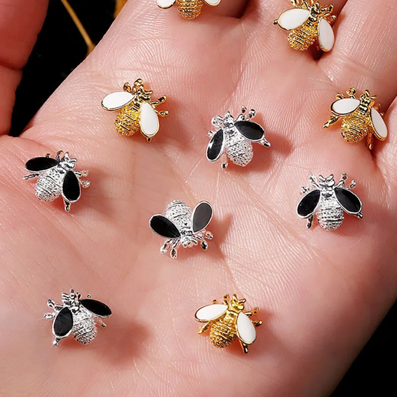 20pcs Bee DIY Charms Jewels Nail Ornaments Alloy Jewelry Shiny Decorations Rhinestone Decor Decoration for Art Sticker Supplies