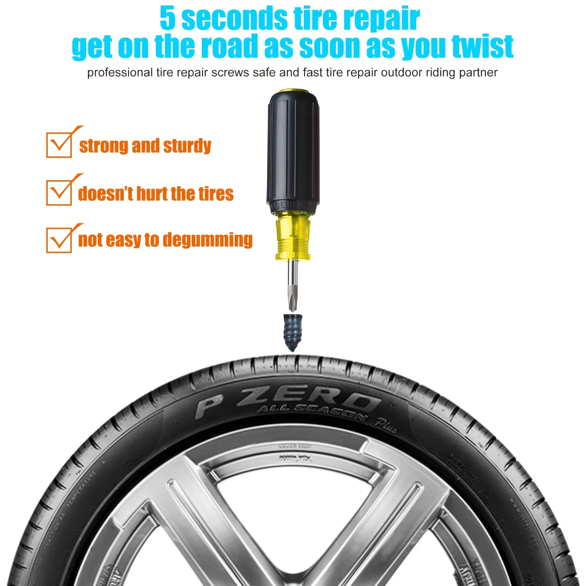 Multi functional 10 piece emergency tire repair kit quick DIY perforation repair for cars bicycles and scooters Automotive parts