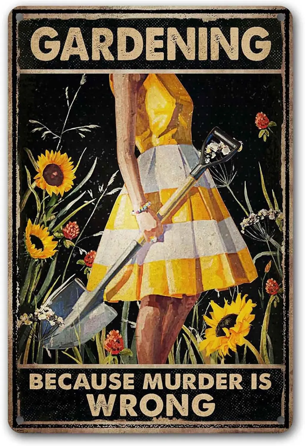 Funny Garden Decor Garden Gifts Gardening Because Murder Is Wrong Metal Garden Sign Outdoor, ;, (263)