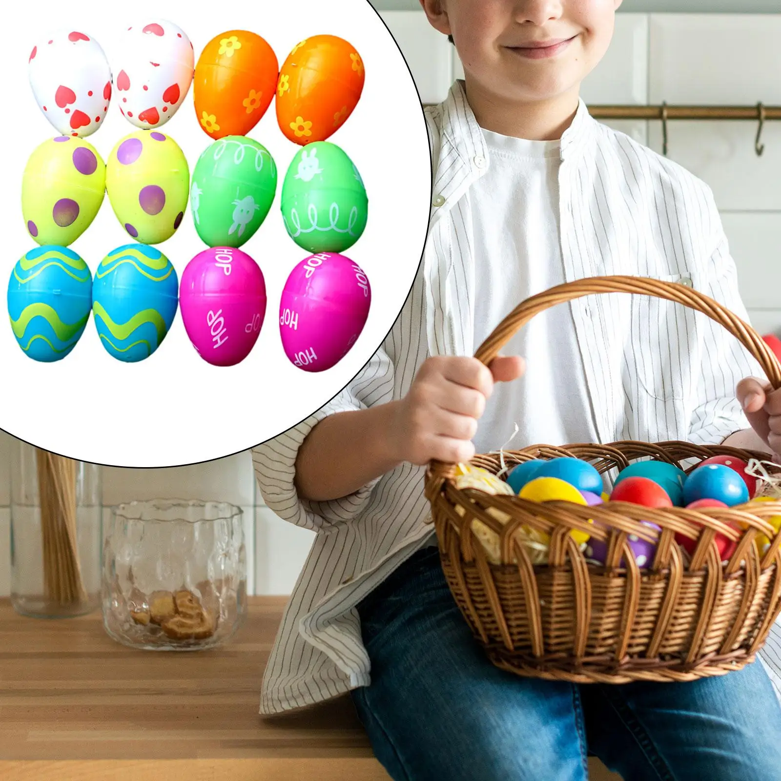 12 Pieces Empty Easter Eggs Easter Basket Stuffers for Party Favors Easter Eggs Find Event Filling Treats Classroom Prize