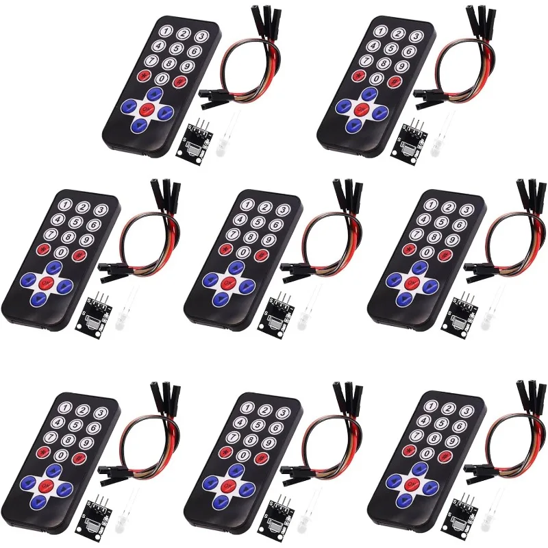 8Sets HX1838 Remote Control NEC Infrared IR Wireless Remote Control IFR Sensor Module Kits DIY Kit HX1838 for Raspberry Pi