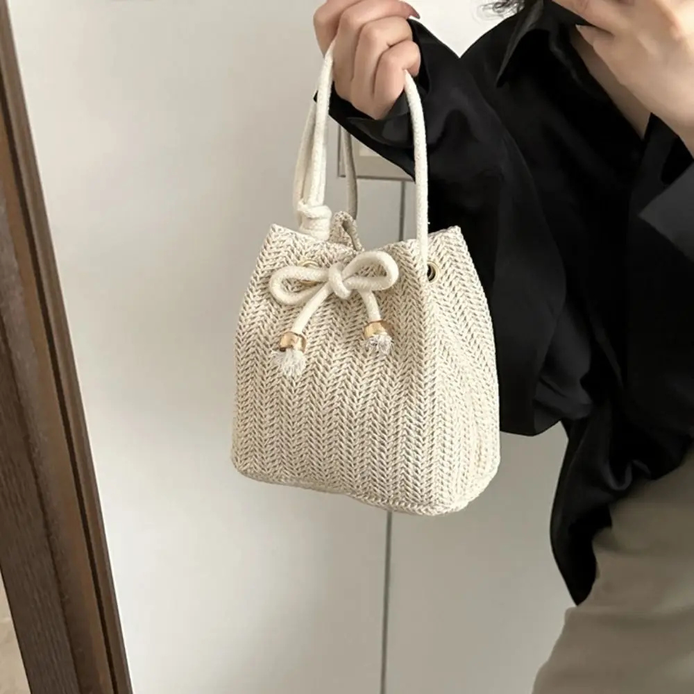 

Woven Raffia Bag Bohemian Style Mobile Bag Weave Straw Crossbody Bag Beach Handbag Shoulder Bag Drawstring Bucket Bag Beach