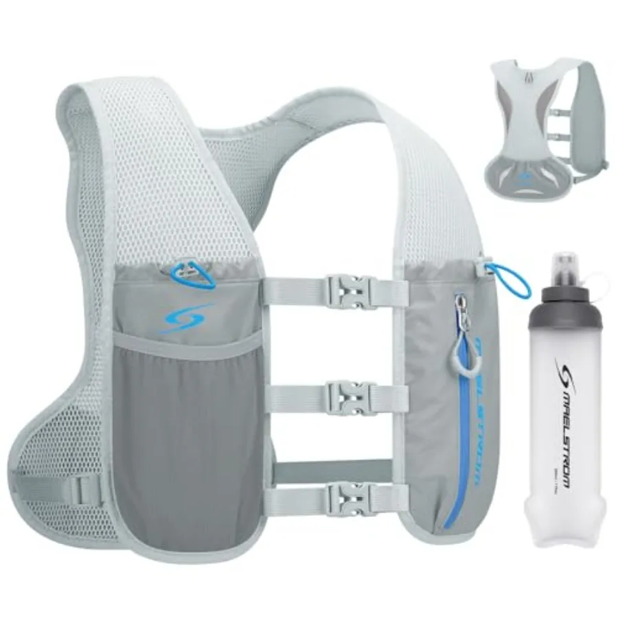 

Running Vest for Women Men, Adjustable and Lightweight Hydration Vest with 500ml Soft Flask, Running Backpack for Trail Race, H