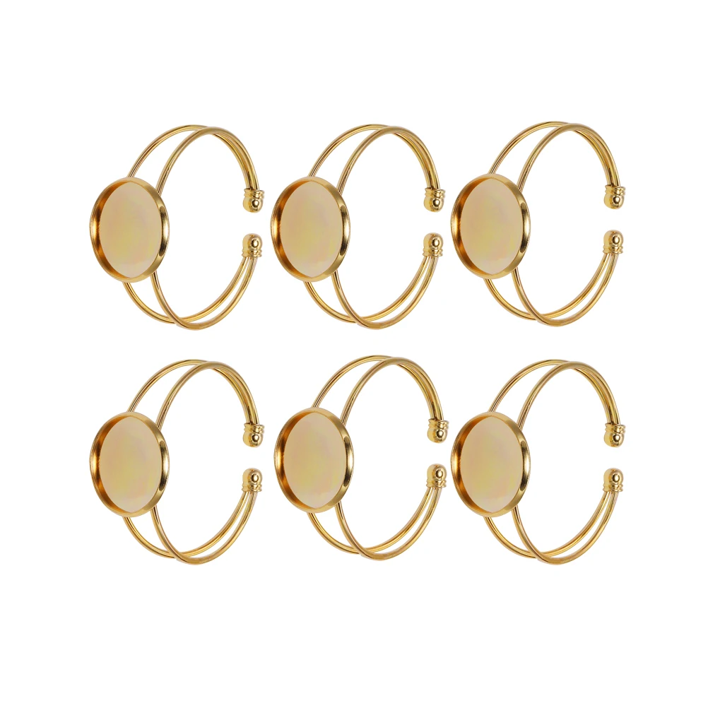 

6pcs 18Mm Round Copper Bracelet Trays Diy Jewelry Making Resin Glass Chain Wrist Chains For Women Gift (