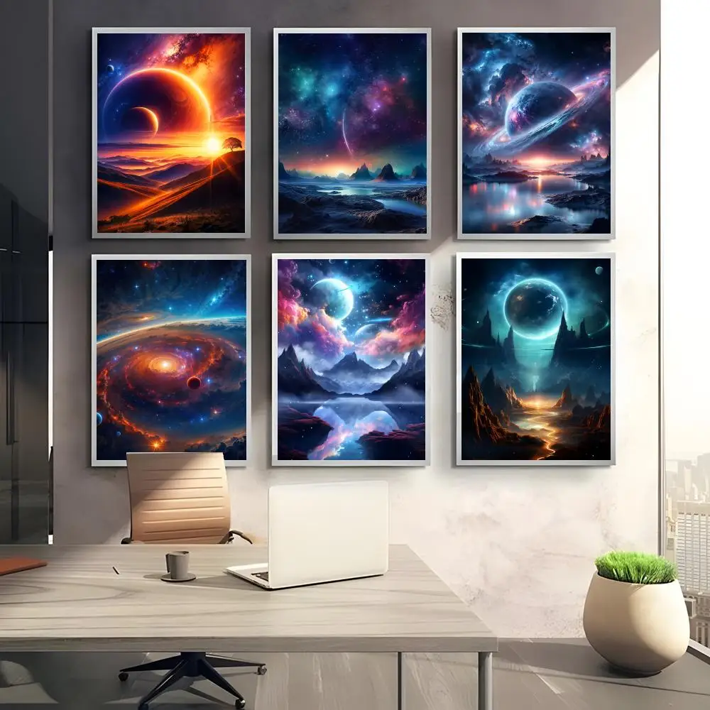 بين النجوم Dreamscape اللوحة الخط HD طباعة مجانية جدارية الفن صور لغرفة المعيشة ديكور جدران المنزل قماش المشارك
