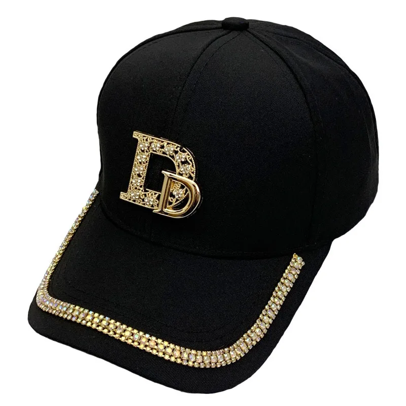 Unisex Four Seasons Baseball Cap Luxurious Sparkling Rhinestone Women\'s Sun Visor Hat Trend D Letter Brand Casual Caps for Men