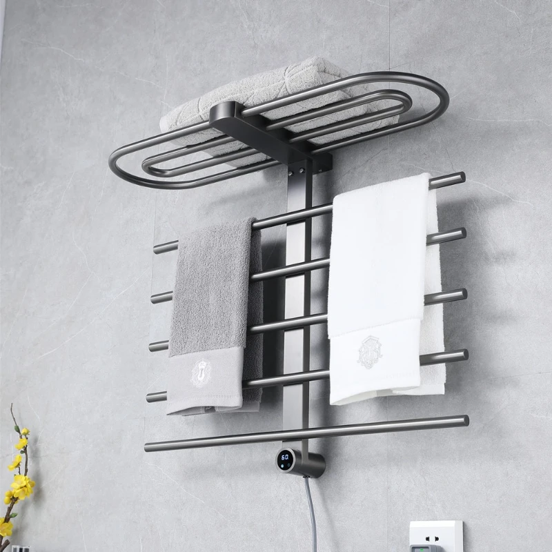 Stainless steel surface mounted electric towel rack, bathroom non-punching drying rack, heating and sterilization, towel rack st