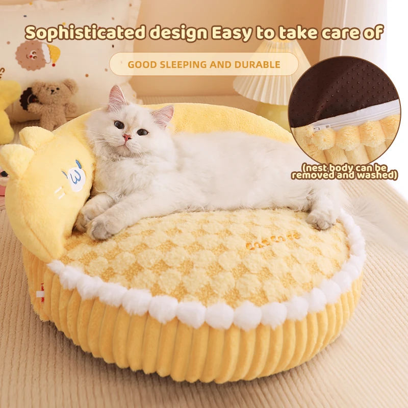 HOOPET Cat Litter Winter Warm Cat Bed Donut Security Sleeping Pad Thick All-season Universal Sleeping Nest Winter Cat Sofa