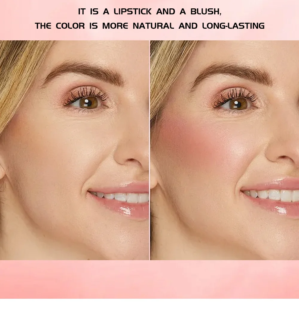 Julystar-colorete en polvo 2 en 1, brillo de labios, Doble Uso de labios y mejillas, chica, cosméticos, maquillaje para mujeres, cosméticos que cambian de Color