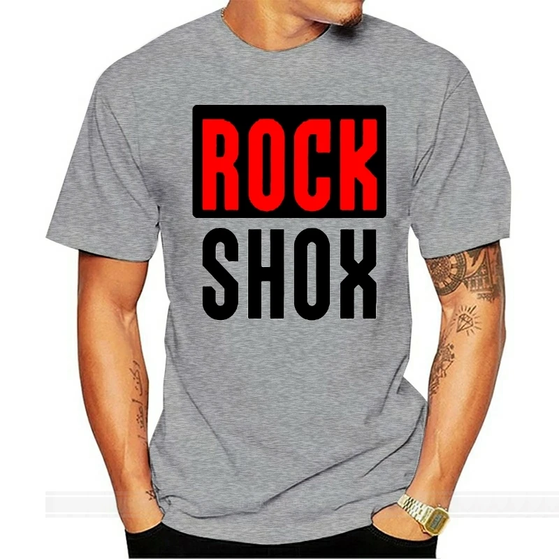 

ROCK SHOX Logo Moutain MTB Biker Bicycler Мужская белая черная футболка европейского размера Подарочная мужская футболка Прямая доставка