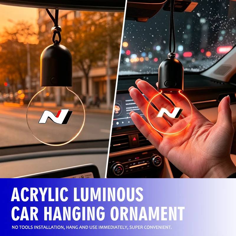 Colgante Luminoso Acrílico para Auto Hyundai, Adorno Interior LED para N Line i10 I10 2008 2009 2010 2011 2012 2013 2019 Equus