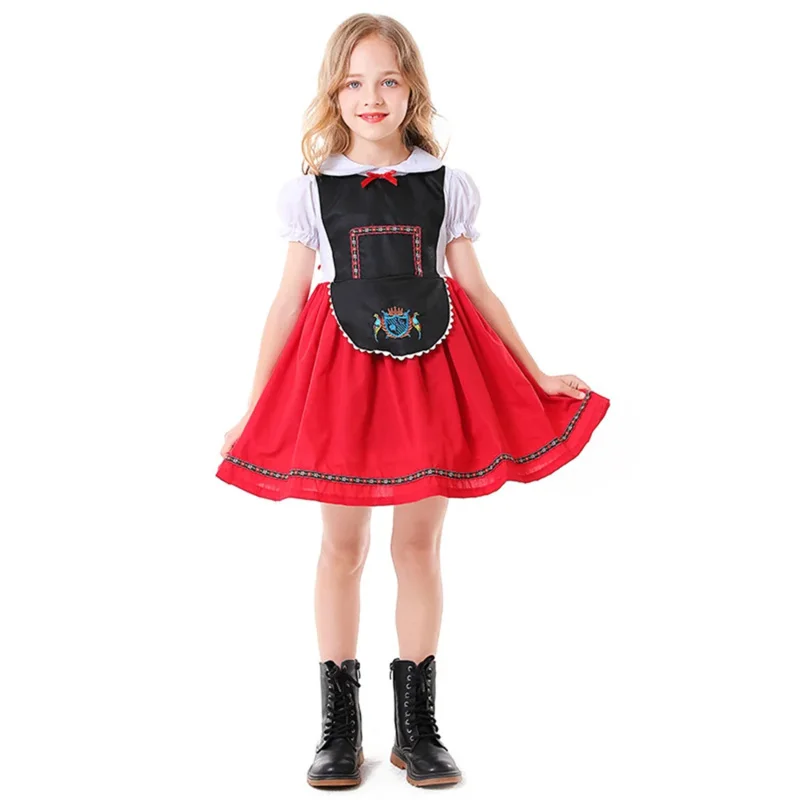 

Child German Oktoberfest Costume For Girls Cosplay Beer Festival Maid Bavarian Traditional Dirndl Dress