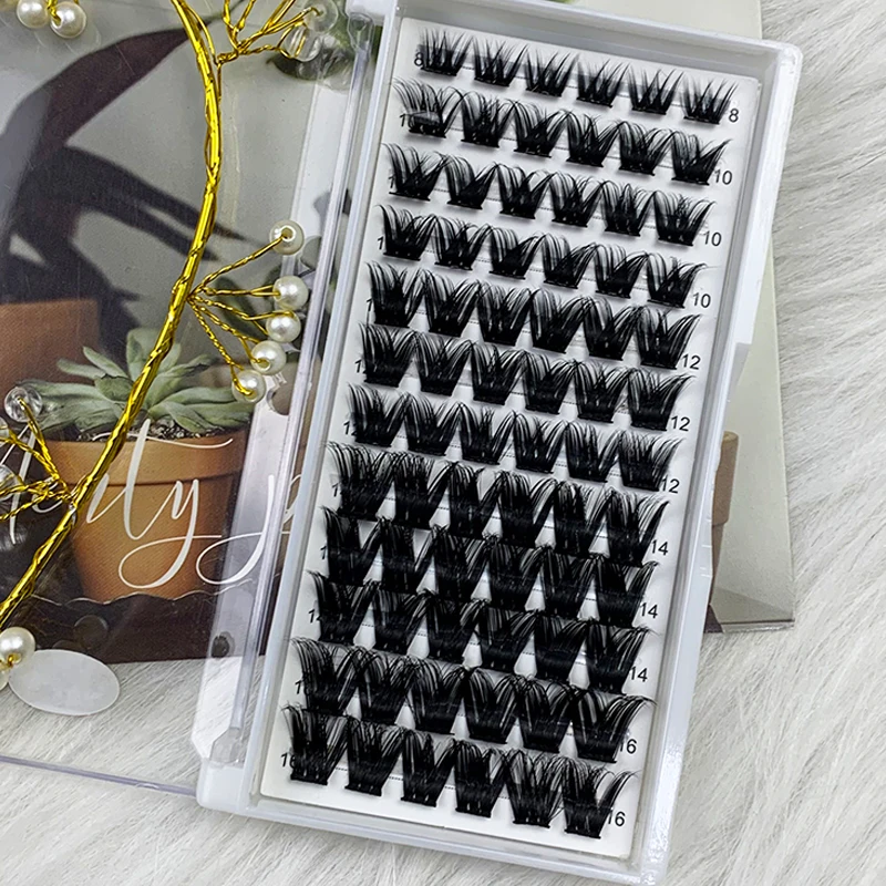 DIY Segmented Eyelashes Individual Cluster Lashes 12 Row Feather Fan Natural Soft False Bundles Volume Eyelashes Make Up