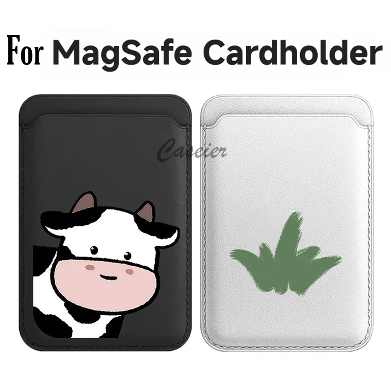 Couple Cute Cow Grass Cartoon Pattern Y2K Card Holder Magnetic For iPhone 17 Pro For Samsung Galaxy S26 For MagSafe Wallet Cover