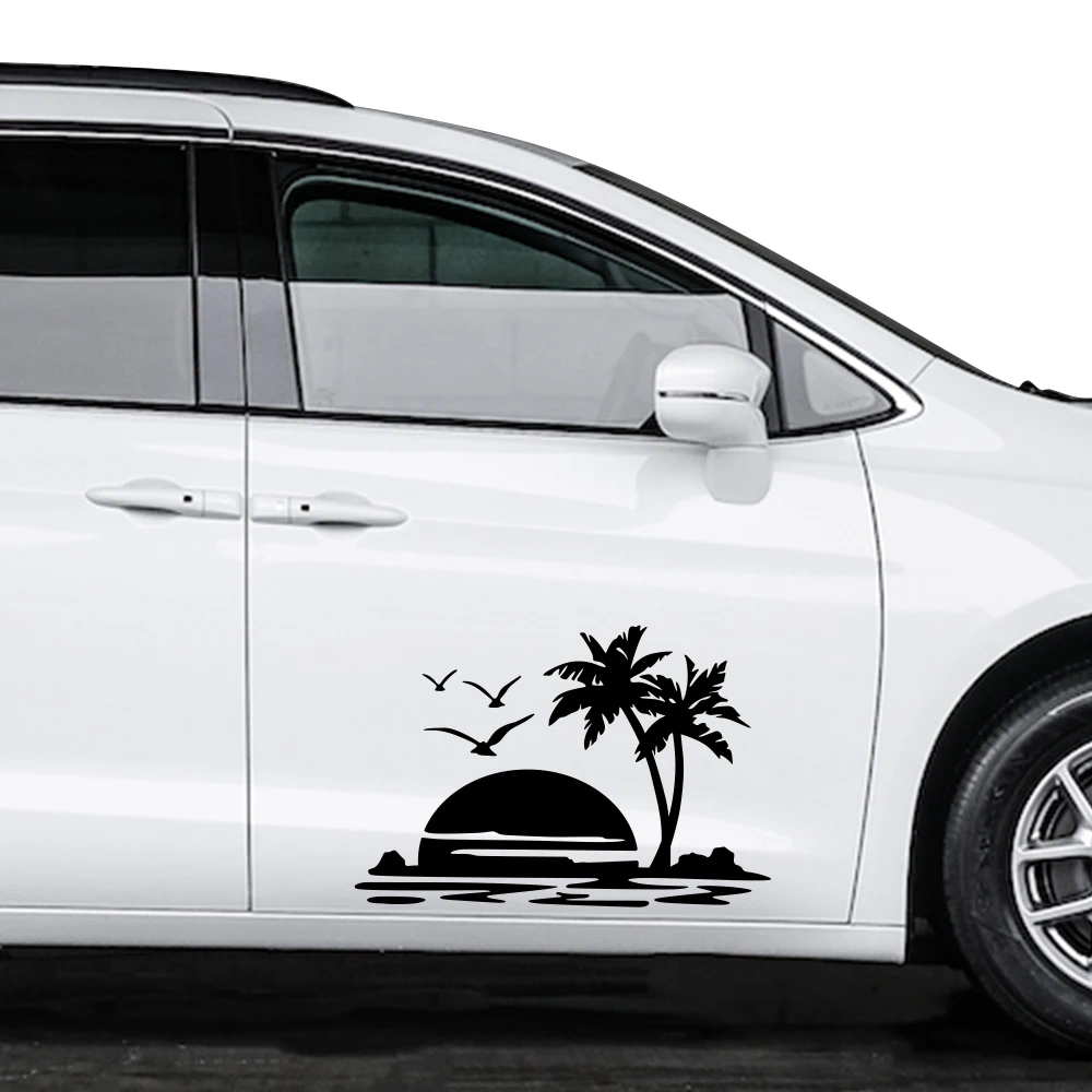 Palm Trees Camping Sticker for RV Campervan Motorhome Caravan Van Body Side Decor Decal Auto Vinyl Tuning Accessories Decoration view 2