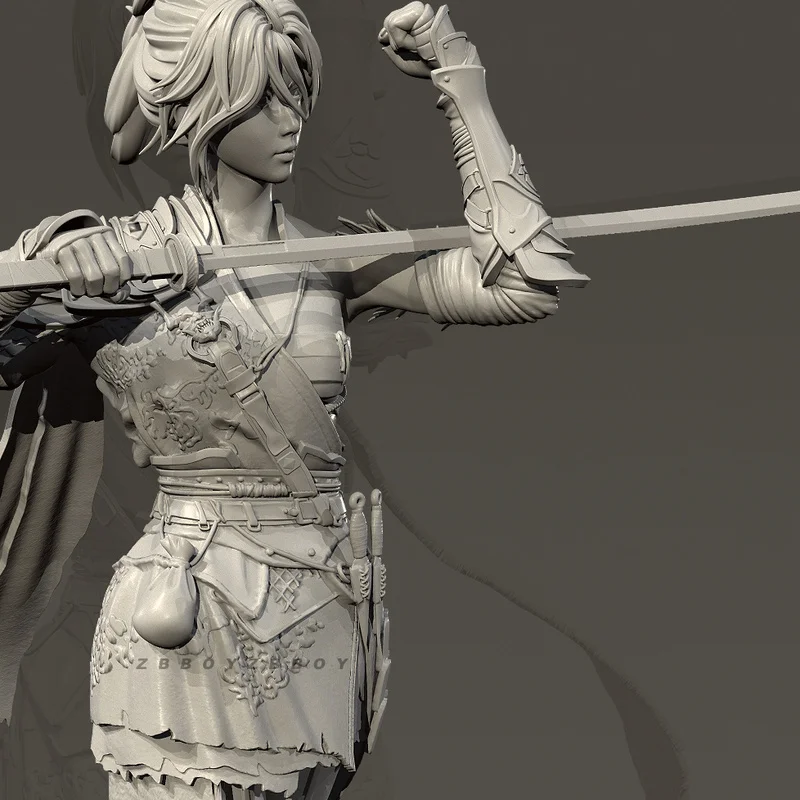 

50mm 75mm 90mm Female Swordsman Resin Model Figure GK Micro Miniature 3D Printed White Model Toy Unassembled and unpainted kit