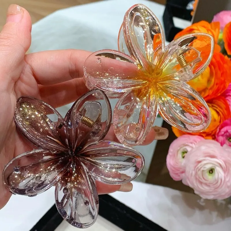 Cross-border candy color egg flower grab clip transparent color hairpin back head hair grab plate hairpin shark clip headdress