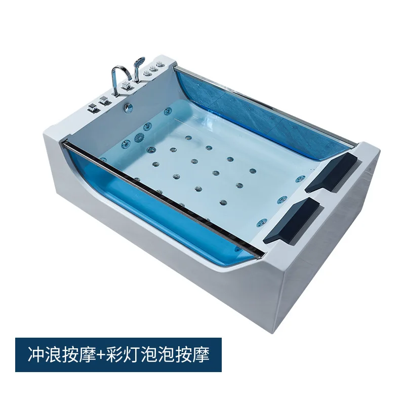 مزدوج ديلوكس حمام زوجين متكامل الاكريليك عرض البحر الزجاج جاكوزي درجة حرارة ثابتة التدفئة 1.8 متر
