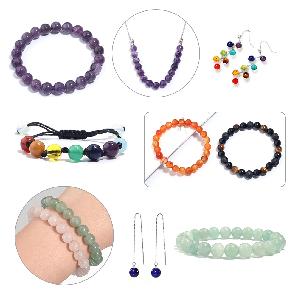 1 Box Natural Stone Beads 7 Chakra Treatment Agate Crystal Beads Relaxation Anxiety Loose Bead For DIY Bracelet Jewelry Making