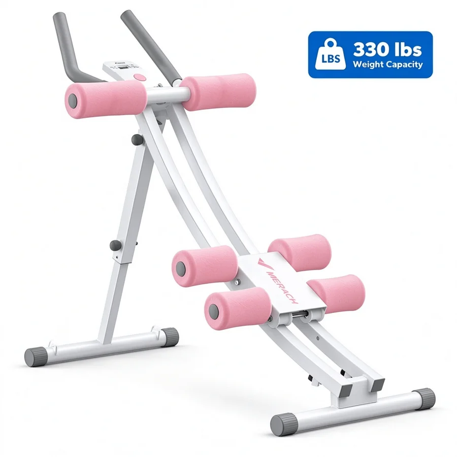 Ab Machine, Adjustable Ab Trainer Machine, Ab Workout Equipment For Home Gym, Ergonomic Arc Track For Better Abs, Foldable Worko
