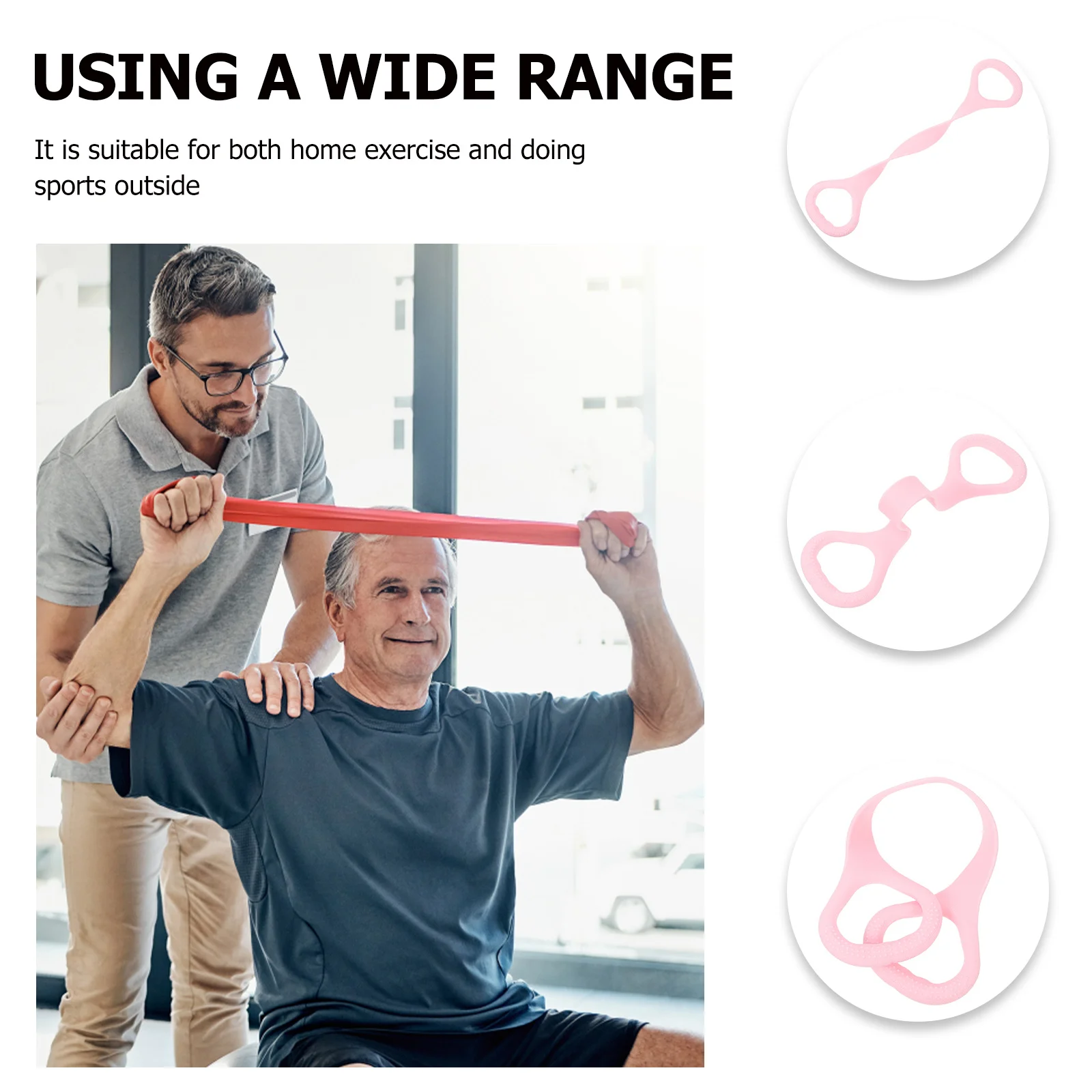 

Exercise Resistance Band With Handle Lightweight Yoga Elastic Strap For Fitness Training Pink Hip Workout Pull Band