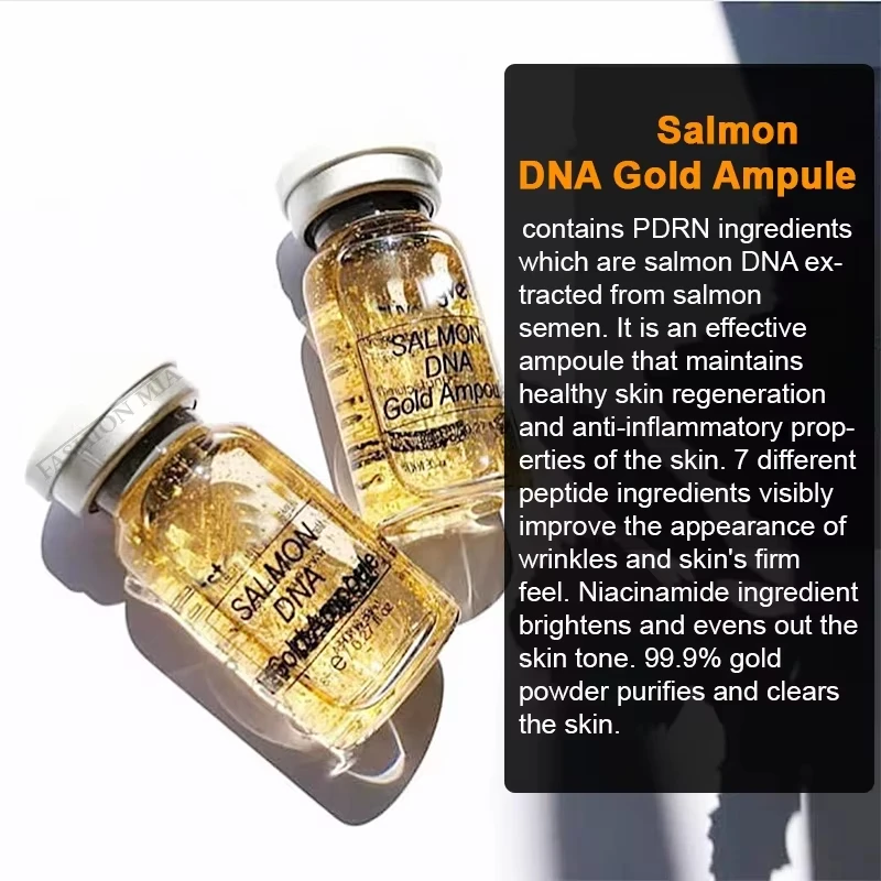 Korea 8ml Salmon DNA Golden Ampoule Skin Booster Serum Kit Natural Moisturizing Tender Lifting Firming Facial Skin Care