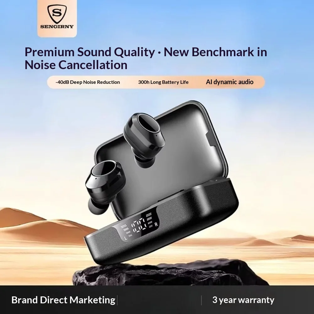 Wireless Bluetooth Earphones 2026 New Bluetooth 5.3 Sleep Leisure ENC LED Display Ultra-Long Battery Life Non-In-Ear Lightweight