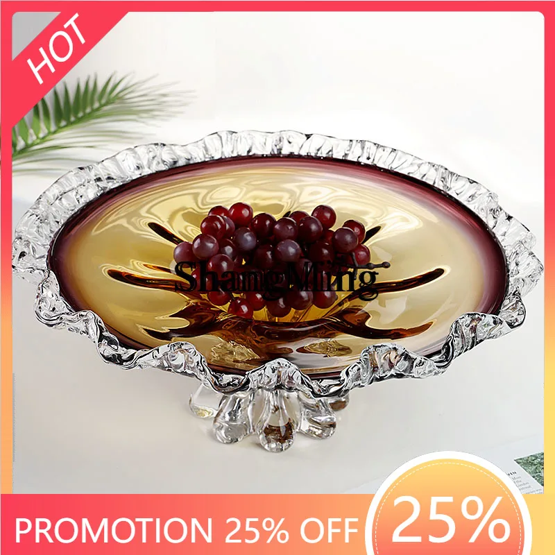 FG good-looking  Home Furnishing Light Luxury Creative Glazed Fruit Plate Modern Large Crystal Glass High-end Fruit Plate