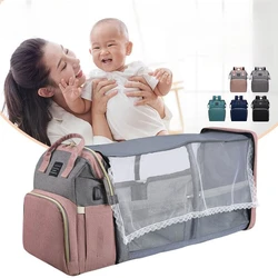 Maternity Bags Baby Mommy Hospital Organizer Backpack Large Capacity Travel Foldable Baby Crib Bed With Changing Mat Diaper Bags