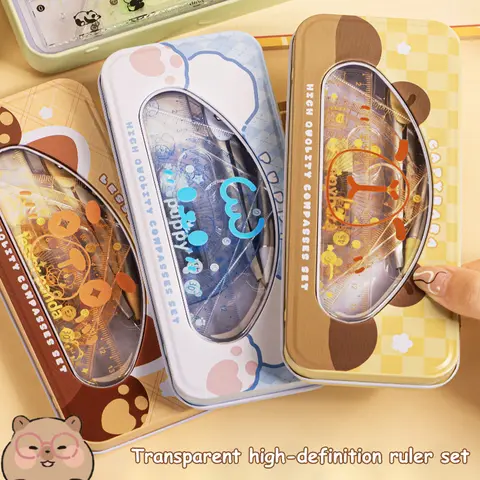 만화 귀여운 학생 눈금자 각도기 나침반, 명확한 체중계, 정확한 수학 기하학 세트, 문구 학교 용품, 7 개