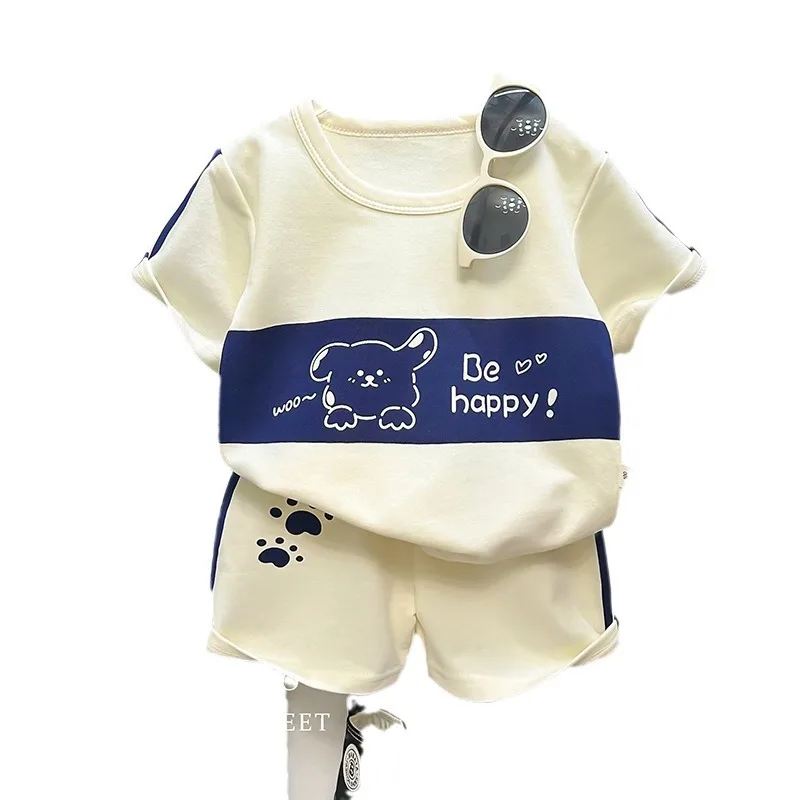 Children's Suit New Short-sleeved Top + Shorts 2-piece Striped T-shirt Summer Baby Clothes Korean Style Children's Clothing image 5