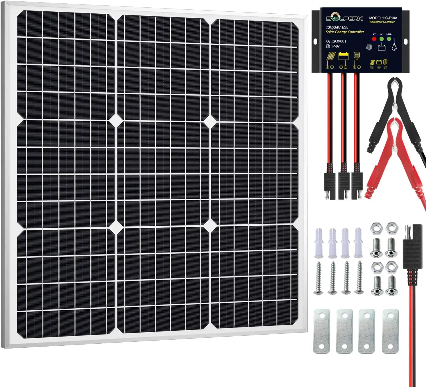 Solar Panel Kit 50W 12V, attery Trickle Charger Maintainer with Upgrade Waterproof Controller for Boat Car RV Motorcycle