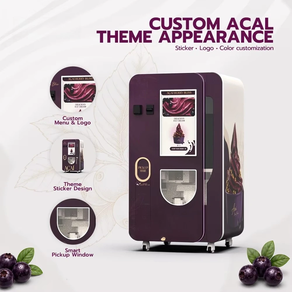 Commercial Automatic Acai Vending Machine with Touch Screen Self Service Payment and Topping System