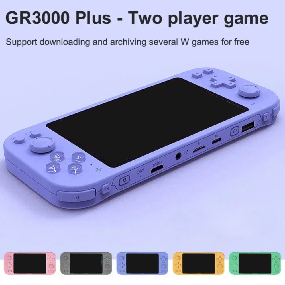 GR3000 Handheld Game Console 5.1 Inch Screen Vintage Game Console Supports Type C Connector For FC/GBA/GBC/MD/NES/SFC/PS game