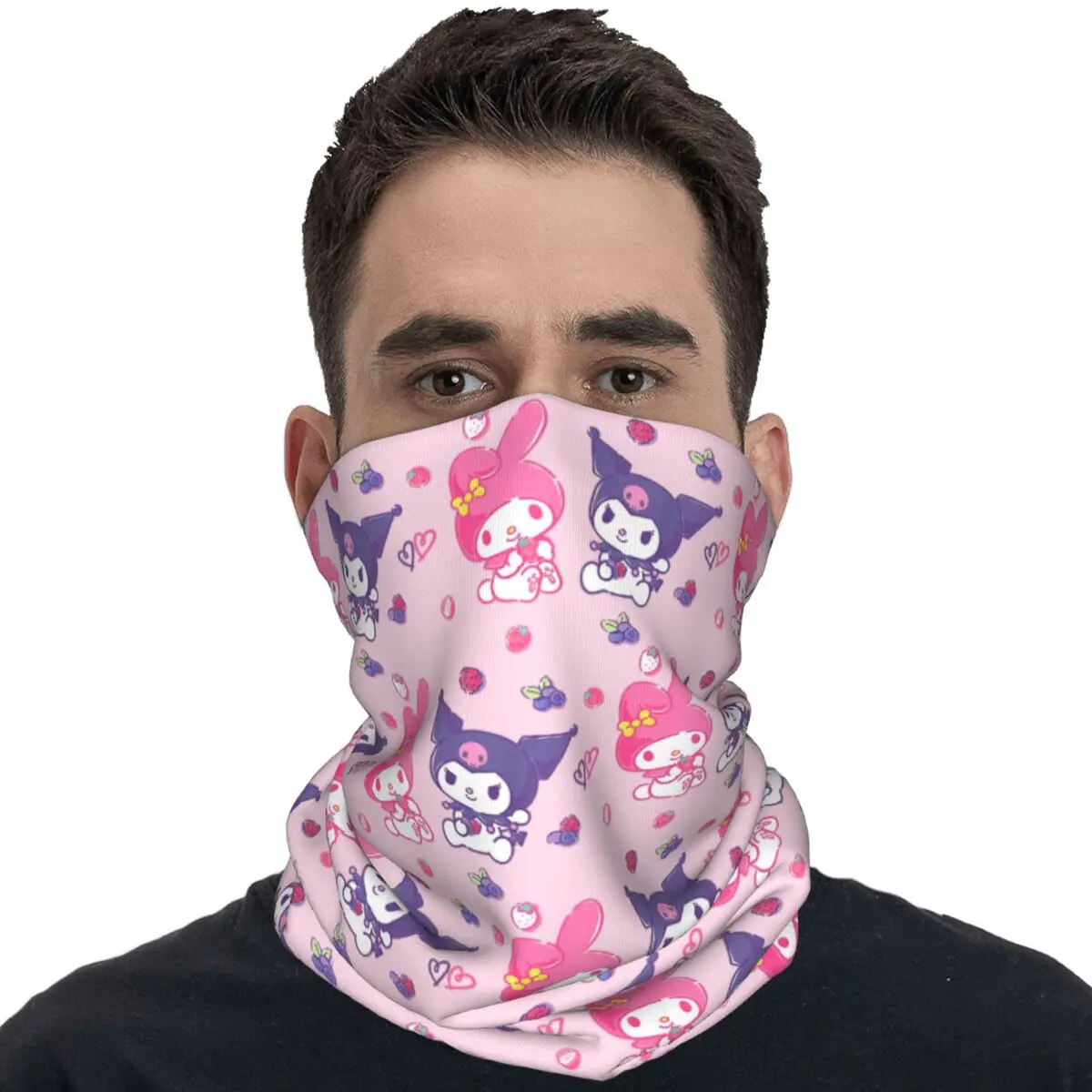 Kuromi And My Melody Berries Bicycle Mask Soft Warm Face Masks Cool Hunting Fishing UV Protection Neck Gaiter