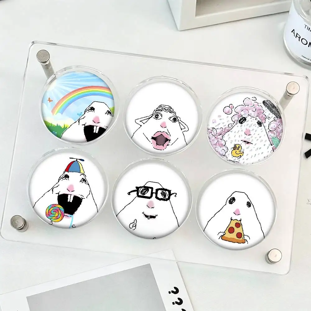 1pc Creative Funny Hamster Meme Cartoon Style Badge Brooches On Backpack Decoration Round Enamel Pins For Accessorys