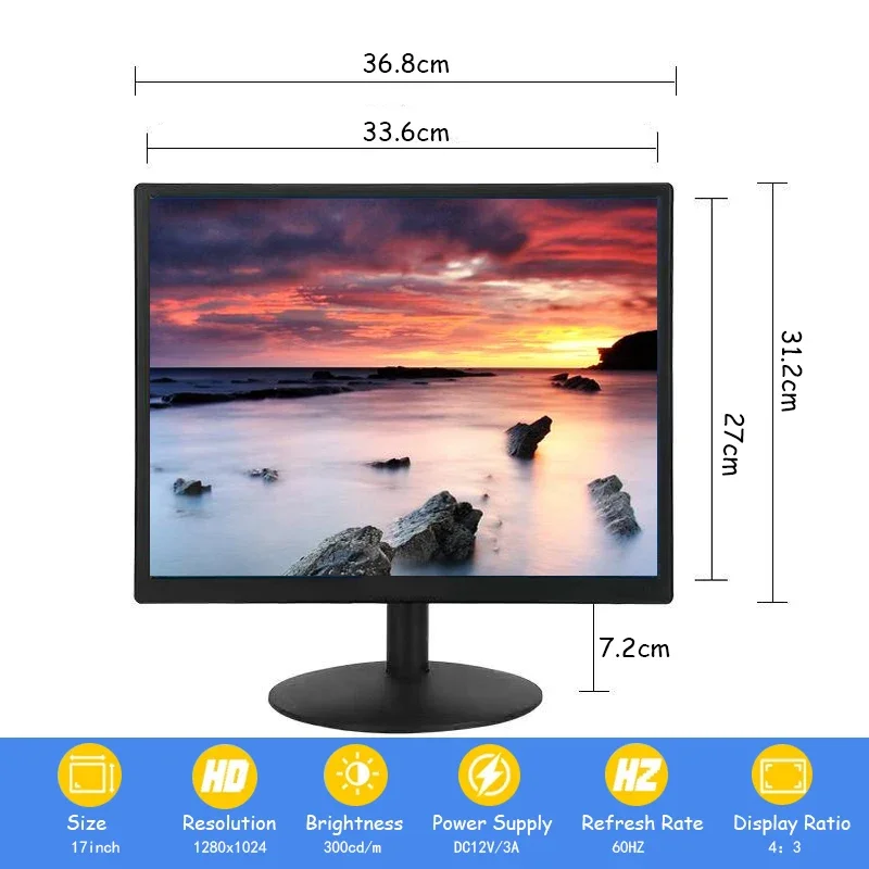 17'' inch for HDMI VGA Computer IPS LCD CCTV Monitor Screen Display 1280*1024