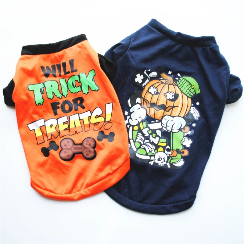 Halloween Dog Clothes T-shirt Cat Puppu Doggie Small Dog Costume Tee Shirt Pajamas Yorkshire Chihuahua Poodle Pet Outfit Costume